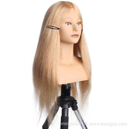 Hairdressing Training Heads 100% Human Hair 20" Mannequin Head With Long Hair High Quality Hair Practice Head For competition